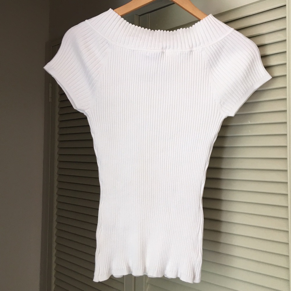 Events Cream Rib Knit Boat Neck S/S Top NWOT Size L - Picture 6 of 12